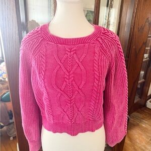 Altar'd State Fuchsia Cable Knit Sweater